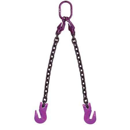 Us Cargo Control 9/32" x 10' - Adjustable 2 Leg Chain Sling w/ Grab Hooks - Grade 100 932G100DOGA-10